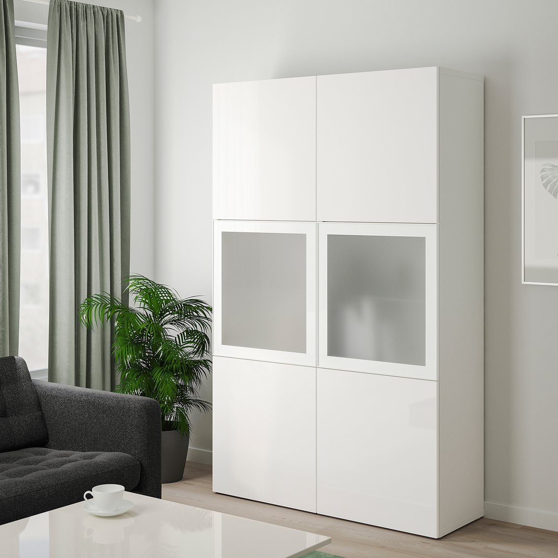 BEST Vitrina Blanco Selsviken Alto Brillo vidrioesmerilbl IKEA