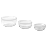 BESTÄMMA Recipiente con tapa, juego de 3, vidrio