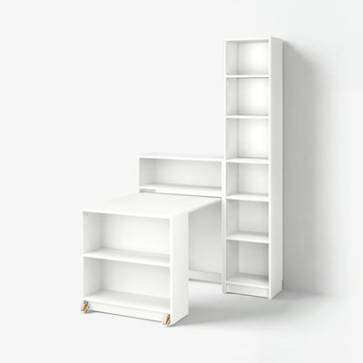 BILLY Comb. librero c/mesa plegable, blanco, 120x202 cm