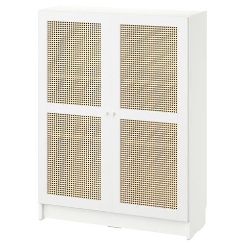 BILLY / HÖGADAL Librero con puertas, blanco, 80x30x106 cm