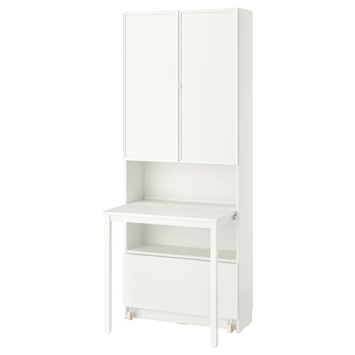 BILLY / HÖGBO Librero+escritorio y cajón, blanco, 80x202 cm