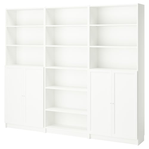 BILLY / OXBERG Combinación libreros con puertas, blanco, 240x30x202 cm