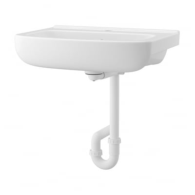 BJÖRKÅN Lavabo con trampa de agua, blanco, 54x40 cm