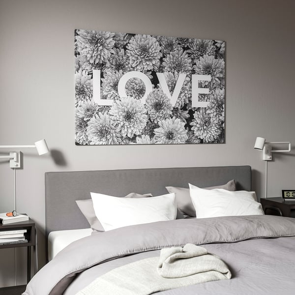 BJÖRKSTA Imagen con marco, amor a las flores/color aluminio, 118x78 cm