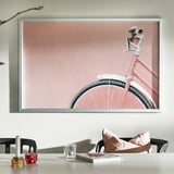 BJÖRKSTA Imagen con marco, bicicleta rosa/color aluminio, 118x78 cm