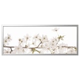 BJÖRKSTA Imagen con marco, Flores blancas/color aluminio, 140x56 cm