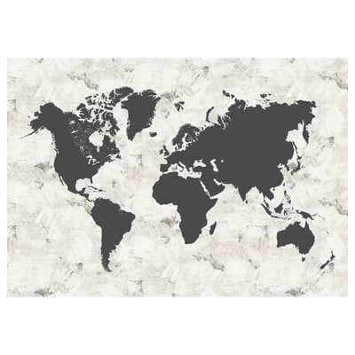 BJÖRKSTA Lienzo, Mapamundi blanco y negro, 200x140 cm