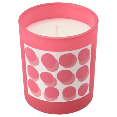 BLODBOK Vela aromática en vaso, Fresa/rosa vivo, 45 hr