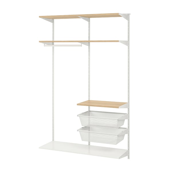 BOAXEL Combinación de clóset, blanco/roble, 125x40x201 cm