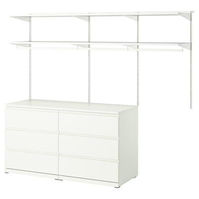 BOAXEL / STORKLINTA Muebles p/recámara, juego de 2, blanco/blanco, 208x48 cm