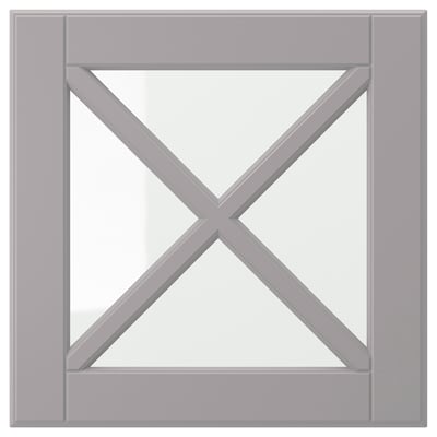 BODBYN Puerta vidrio con travesaño, gris, 38x38 cm