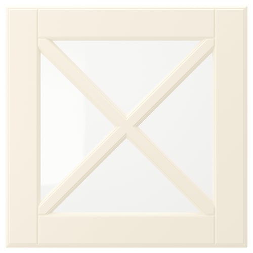 BODBYN Puerta vidrio con travesaño, hueso, 38x38 cm