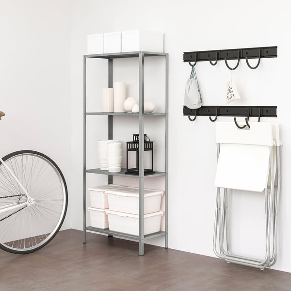 BRANDUR / HYLLIS Estante con 2 rieles y 8 ganchos - IKEA