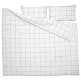 BREDVECKLARE Funda nórdica +funda(s) de almohada, blanco azul/a cuadros, Matrimonial/queen
