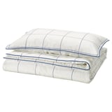 BREDVECKLARE Funda nórdica +funda(s) de almohada, blanco azul/a cuadros, Individual