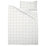 BREDVECKLARE Funda nórdica +funda(s) de almohada, blanco azul/a cuadros, Individual