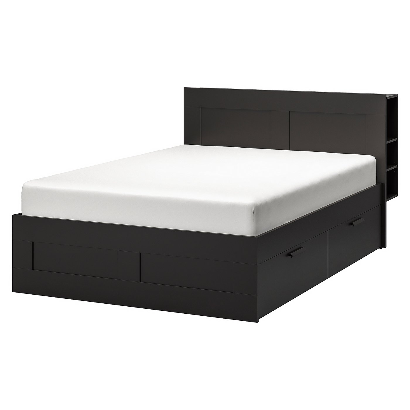 BRIMNES Base de cama con cabecera - negro/Luröy - IKEA