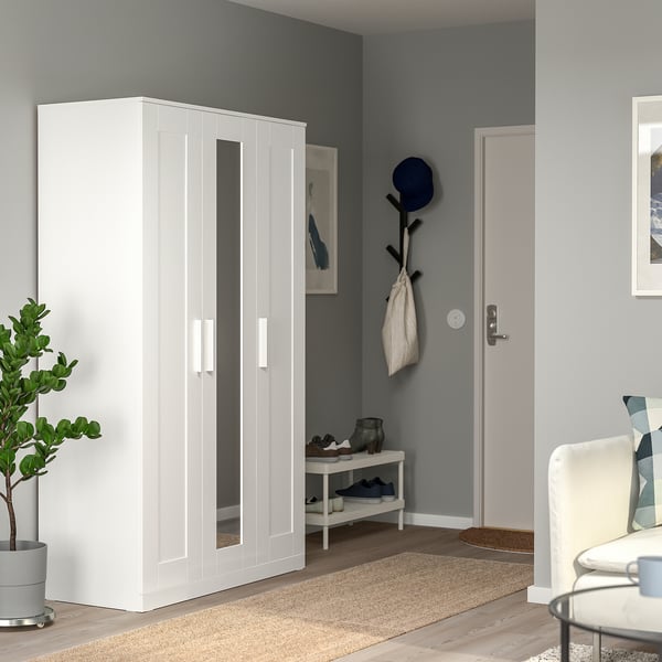 BRIMNES Clóset c/3 puertas, blanco, 117x190 cm