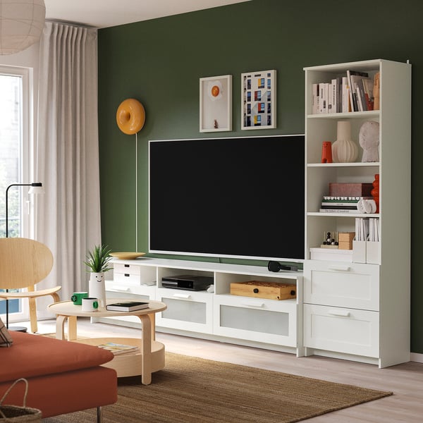 BRIMNES Mueble de TV con almacenaje, blanco, 274x41x190 cm