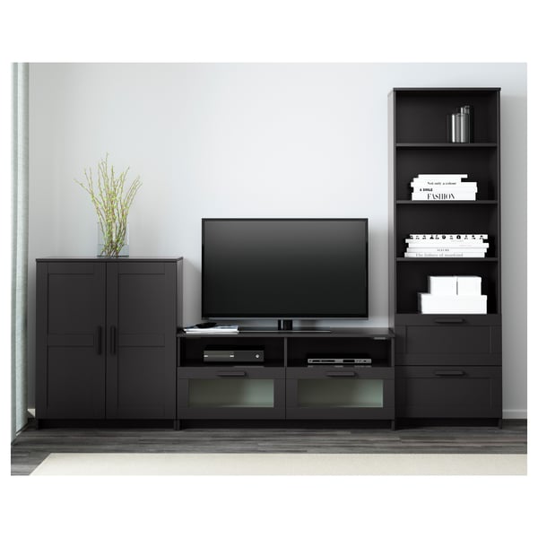 BRIMNES Mueble TV con almacenaje, negro, 258x41x190 cm - IKEA Mexico