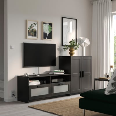BRIMNES Mueble de TV con almacenaje, negro, 200x41x95 cm