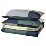 BRUNKRISSLA Funda nórdica +funda(s) de almohada, verde/multicolor, Matrimonial/queen