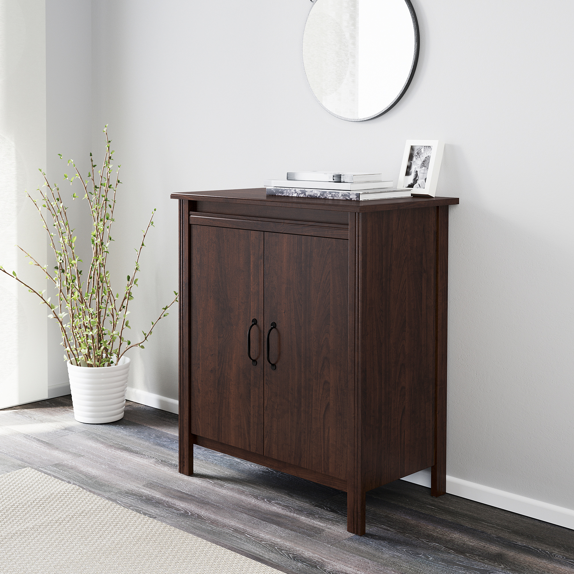 BRUSALI Gabinete con puertas, café, 80x93 cm - IKEA