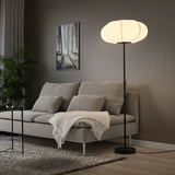 BYGGKORN Lámpara de piso, negro/blanco