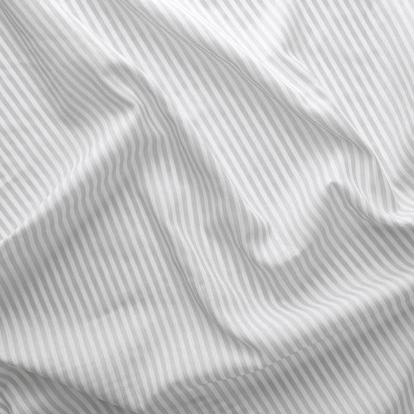 BYMOTT Cortinas, 1 par, blanco/gris claro rayas/con cinta de fruncir, 120x250 cm