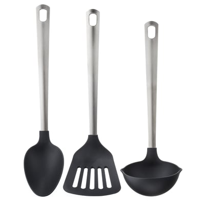 DIREKT Utensilios de cocina 3 piezas, negro/ac inox
