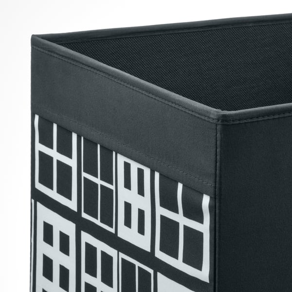 DRÖNA Caja, negro/con diseño, 33x38x33 cm