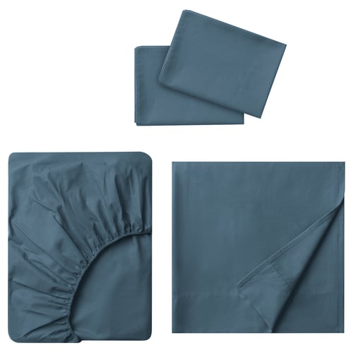 DVALA Juego de sábanas, azul, Matrimonial