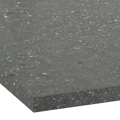 EKBACKEN Barra para isla de cocina, gris efecto terrazo/laminado, 188x107x3 cm