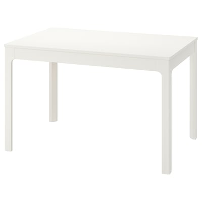 EKEDALEN Mesa extensible, blanco, 120/180x80 cm