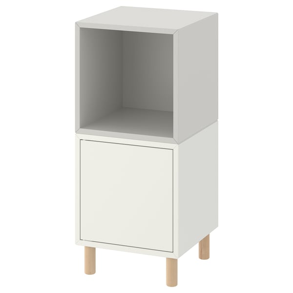 EKET Combinación de gabinete con patas - blanco gris claro/madera - IKEA