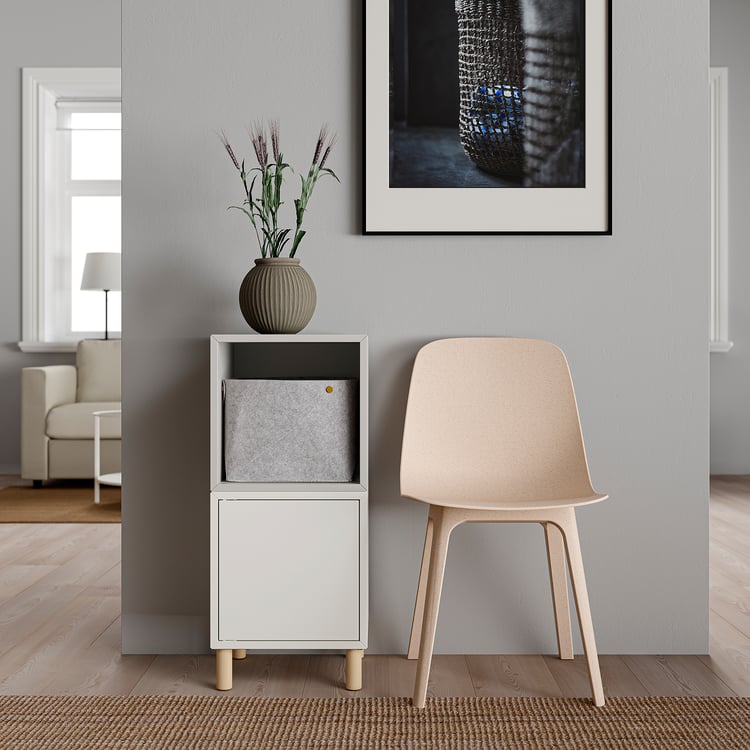 EKET Combinación de gabinete con patas - blanco gris claro/madera - IKEA