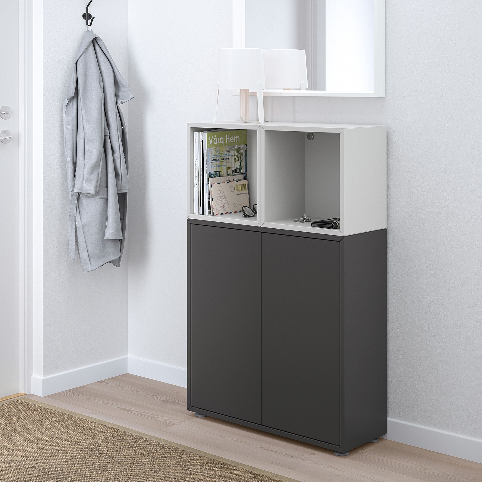 EKET Combinación de gabinete con patas - gris oscuro/gris claro - IKEA