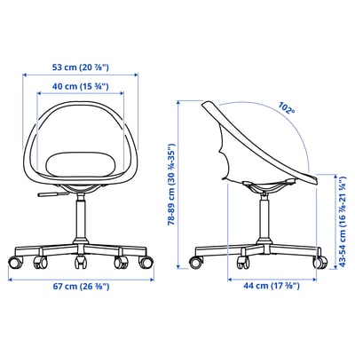 ELDBERGET / MALSKÄR Silla giratoria, gris oscuro/negro