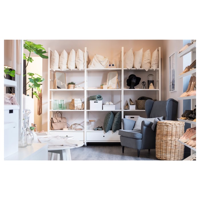 ELVARLI Combinación de almacenaje abierta - blanco/bambú - IKEA