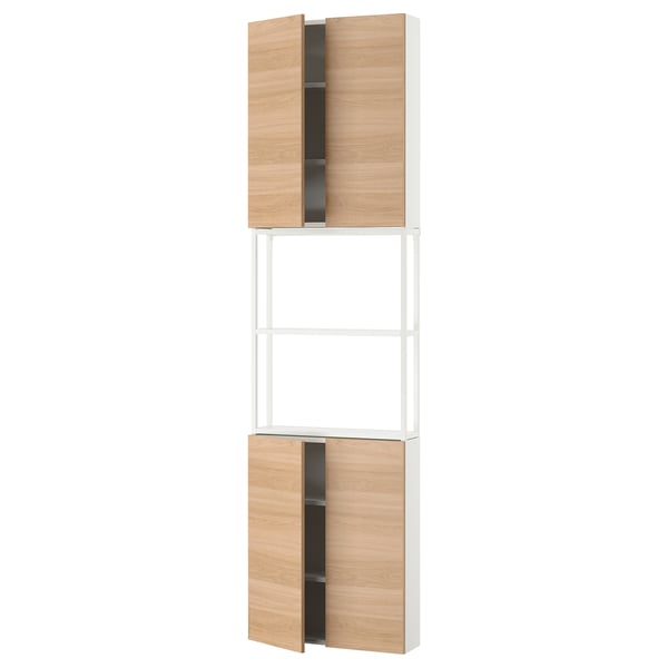 ENHET Combinación de almacenamiento, blanco/efecto roble, 61x17x229 cm