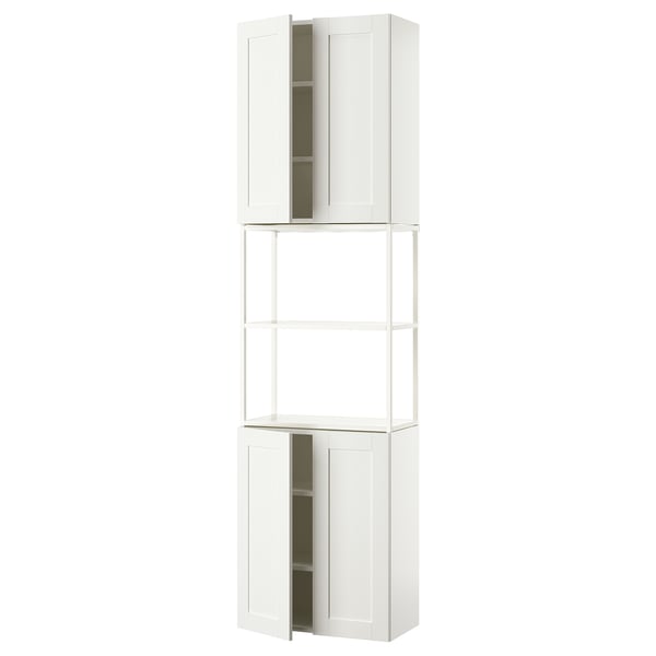 ENHET Combinación de almacenamiento, blanco/marco blanco, 61x32x229 cm