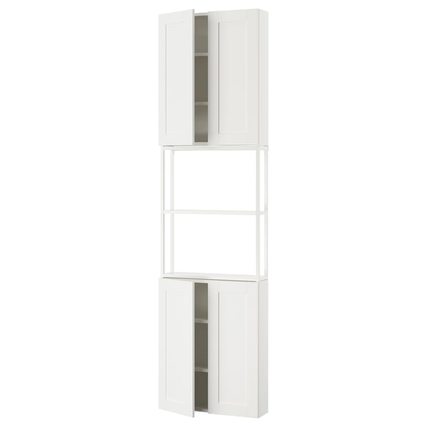 ENHET Combinación de almacenamiento, blanco/marco blanco, 61x17x229 cm