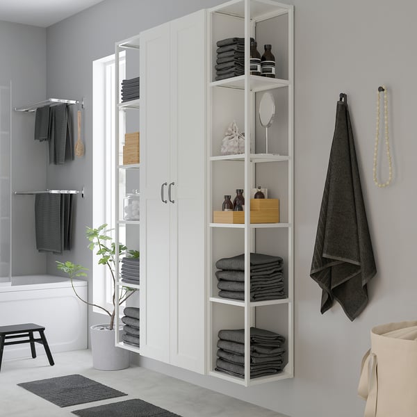 ENHET Combinación de almacenamiento, blanco/marco blanco, 122x32x183 cm