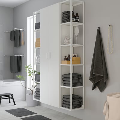 ENHET Combinación de almacenamiento, blanco, 122x32x183 cm