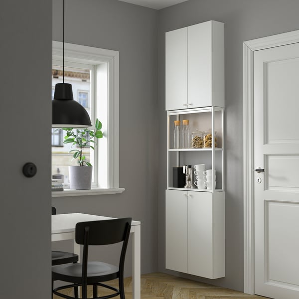 ENHET Combinación de almacenamiento, blanco, 61x17x229 cm