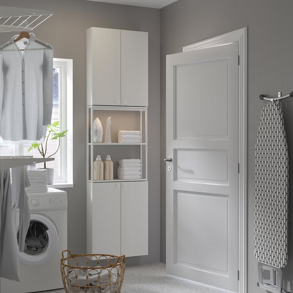 ENHET Combinación de almacenamiento, blanco, 61x17x229 cm