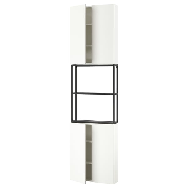 ENHET Combinación de almacenamiento, carbón/blanco, 61x17x229 cm