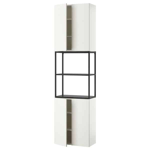 ENHET Combinación de almacenamiento, carbón/blanco, 61x32x229 cm