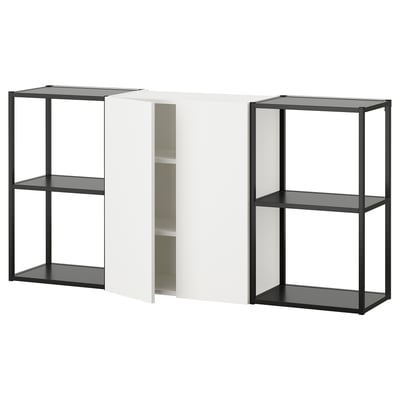 ENHET Combinación de almacenamiento, carbón/blanco, 152x32x76 cm
