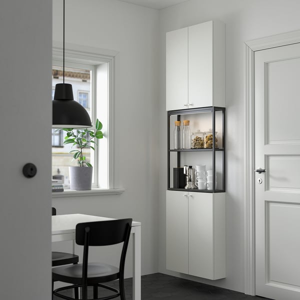 ENHET Combinación de almacenamiento, carbón/blanco, 61x17x229 cm